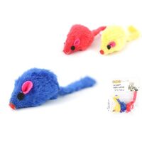 Set 3 Jucarii pentru Pisici Soricei din Plus Yommy (5 cm): Refugiul Perfect de Joaca prin Culori, Pene si Texturi Catifelate · 