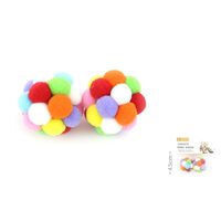 Set Jucarii Pisici Mingi din Pompoane Moi YOMMY (4.5 cm) – Globuri Multicolore si Efect Sonor Interior