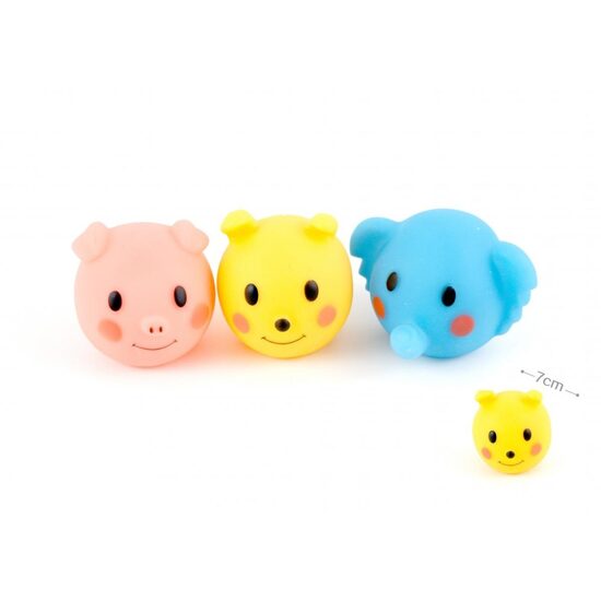 Jucarie Animale Vesele din Vinil Yommy cu Scartait (7cm) - Minge Sferica Interactiva cu Relief pentru Caini de Talie Mica