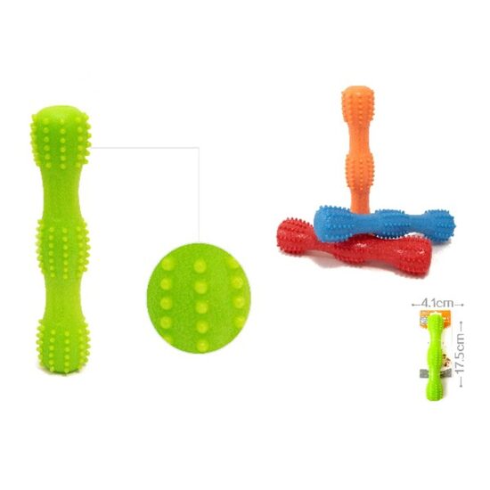 Jucarie Gantera din Cauciuc TPR Moale Yommy 17.5 cm – Model Interactiv cu Striatii pentru Masaj Gingival, Squeaker