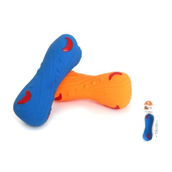 Jucarie Os din Latex 14 cm Dungi si Semiluna pentru Masaj si Igiena Dentara