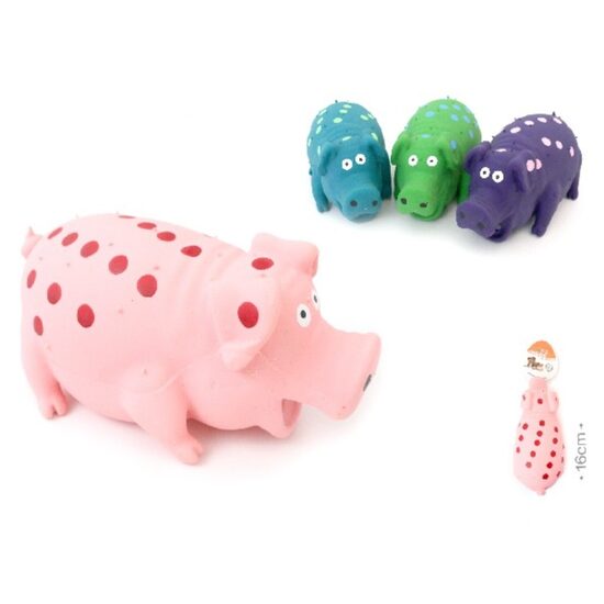 Jucarie Porc din Latex cu Grohait Realist (16cm) - Porcusor Interactiv pentru Stimulare Auditiva, Masticatie Usoara si Aport