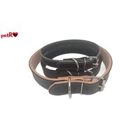 Zgarda caini din Piele Naturala Dublata Neagra petRO Premium, 2.5cm, 3.0cm si 4.0cm Latime, Fabricata Artizanal in Romania · 