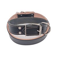 Zgarda caini petRO Piele Dublata cu Inel in Fata, Latime 4cm Neagra – Control Rapid si Siguranta · 