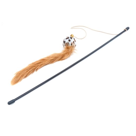 Undita Interactiva pentru Pisici cu Minge Leopard, Codita din Blanita si Clopotel: Snur Elastic, Stimulare Senzoriala Completa
