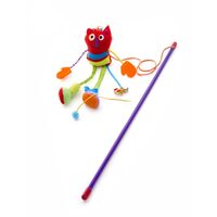 Undita Interactiva pentru Pisici cu Personaj din Plus si Picioare Elastice: Tija de 40 cm, Snur de 50 cm si Distractie Saltareata · 