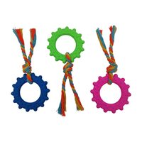 Jucarie din cauciuc TPR Inel cu sfoara din bumbac pentru caini petRO 20 cm, dresaj si igiena dentara · 