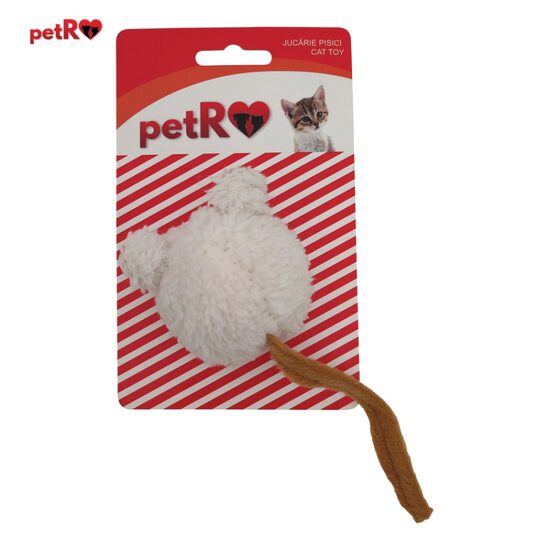 Jucarie pentru Pisici PETRO Soricel Pufos din Plus cu Coada Lunga: Textura Catifelata, Greutate Redusa si Distractie de Vanatoare