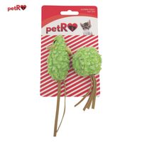 Set 2 Jucarii Interactive pentru Pisici petRasfat cu Soricel si Minge din Blana de Oaie Buclata: Textura Pufos-Creata si Distractie Dubla