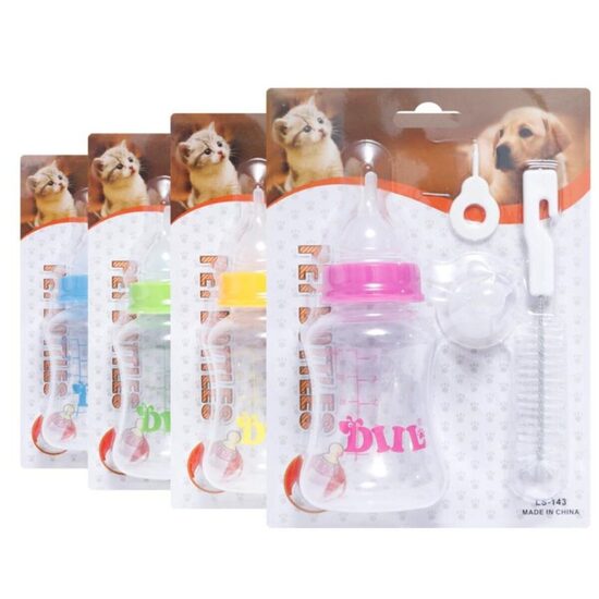 Set Sticla Gradata Lapte petRO 150 ml, Tetine, Ac, Perie Igienizare, catei si pisici