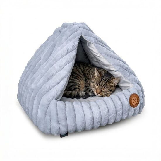 Casuta tip Iglu pentru Caini si Pisici JK Olaf 45 cm – Culcus Acoperit cu Design Minimalist Scandinav, Perna Detasabila si Baza Antiderapanta · 