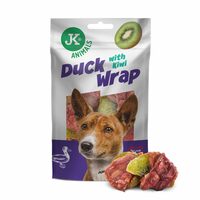 Bucati de rata infasurata cu kiwi pentru caini, JK – Delicatese premium din carne si fructe exotice (80 gr)