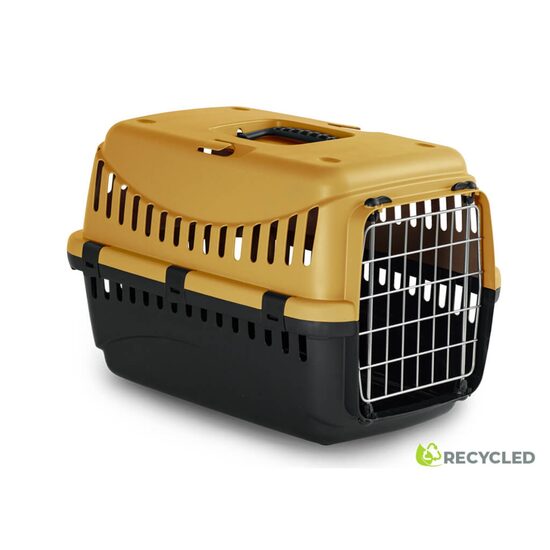 Cusca Pisici Mari si Caini Medi GIPSY Gold Transportor L 58x38x38cm - Usa Metal, Fixare Centura, Veterinar