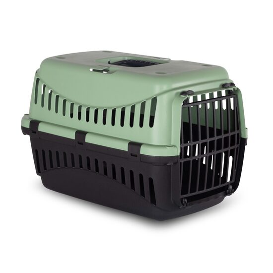 Cusca Transportor pentru Pisici Mari si Caini Medii Gipsy L cu Usa Plastic (58x38x38 cm) - Cu Fixare Centura Auto si Ventilatie  Totala