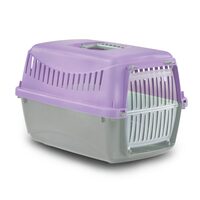 Cusca Animale Mici GIPSY XS Color Mov 39x26x25cm - Transportor Baza Gri, Usa Plastic si Format Compact, Dihori