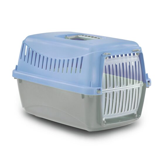 Cusca Animale Mici GIPSY XS Color Albastra 39x26x25cm - Transportor Baza Gri, Usa Plastic si Format Compact, Iepuri