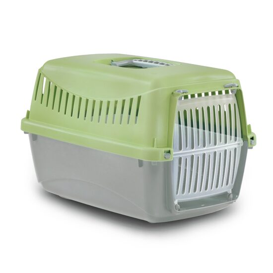 Cusca Animale Mici GIPSY XS Color Verde 39x26x25cm - Transportor Baza Gri, Usa Plastic si Format Compact, Porci Guineea