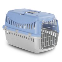 Cusca Pisici Mari si Caini Medi GIPSY Transportor Color Albastra L 58x38x38cm - Usa Metalica si Fixare Centura Masina