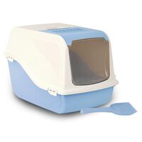 Litiera Acoperita pentru Pisici Mari Ariel Kit Complet (57x39x38 cm) - Cu Lopatica, Filtru Carbon si Capac Frontal Rabatabil