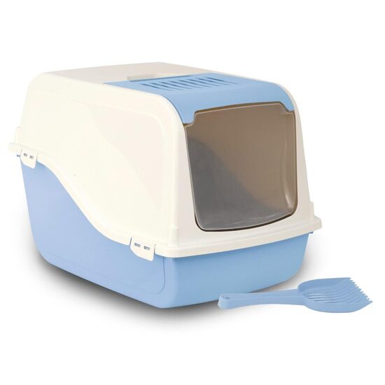 Litiera Acoperita pentru Pisici Mari Ariel Kit Complet (57x39x38 cm) - Cu Lopatica, Filtru Carbon si Capac Frontal Rabatabil