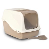 Litiera Pisici Acoperita Ariel Bej Kit Complet cu Lopatica si Filtru Carbon (57x39x38 cm)