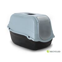 Litiera acoperita pisici mari ROMEO L Albastra cu filtru anti miros neplacut — 57x39x41 cm