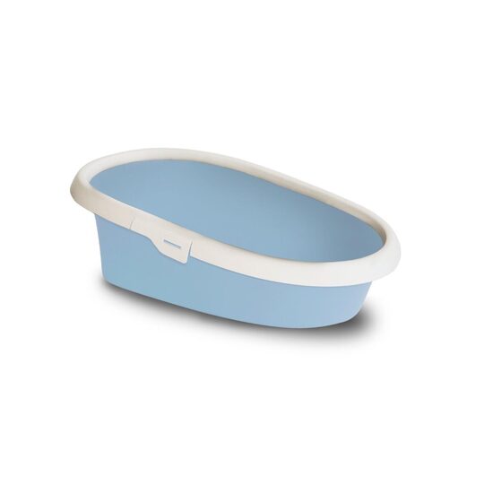 Litiera Ergonomica cu Spate Inaltat Minou Mini S (43x30x14 cm) Albastra - Pentru Pisoi