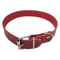Set Plimbare Caini Talie Medie-Mare petRO - Labrador, Gplden Zgarda Piele Naturala Rosie Nr.4 (Gat 45-55cm) si Lesa Cordelina