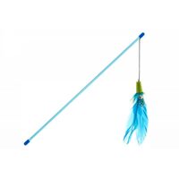 Set 3 Jucarii Interactive pentru Pisici: Undita Flexibila cu Pene (Fir Scurt) + Undita Compacta Eco Peste cu Catnip (20cm) + Set 2 Mingi cu Pene JK