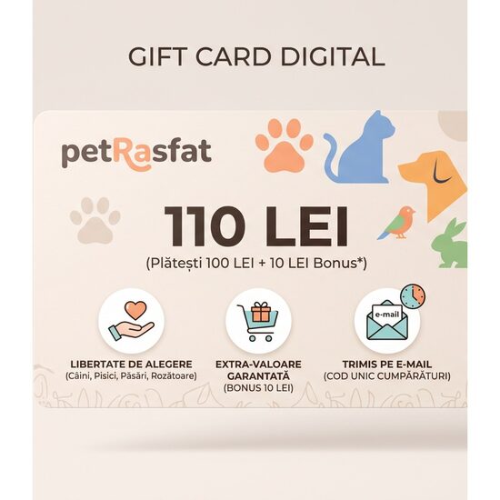 Card Cadou Digital 100 LEI + Bonus 10 LEI (Valoare Totala 110 LEI) - Cadoul Perfect pentru Iubitorii de Animale