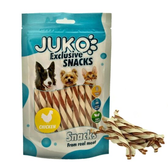 Recompense Naturale Caini si Pisici JUKO Bat Rasucit / Sandwich cu Pui si Peste, Continut Ridicat Proteine (70gr)